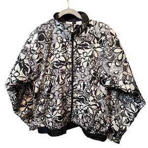 Vintage‎ USA Olympic Track Jacket Black White Graphic Print Full Zip Size L